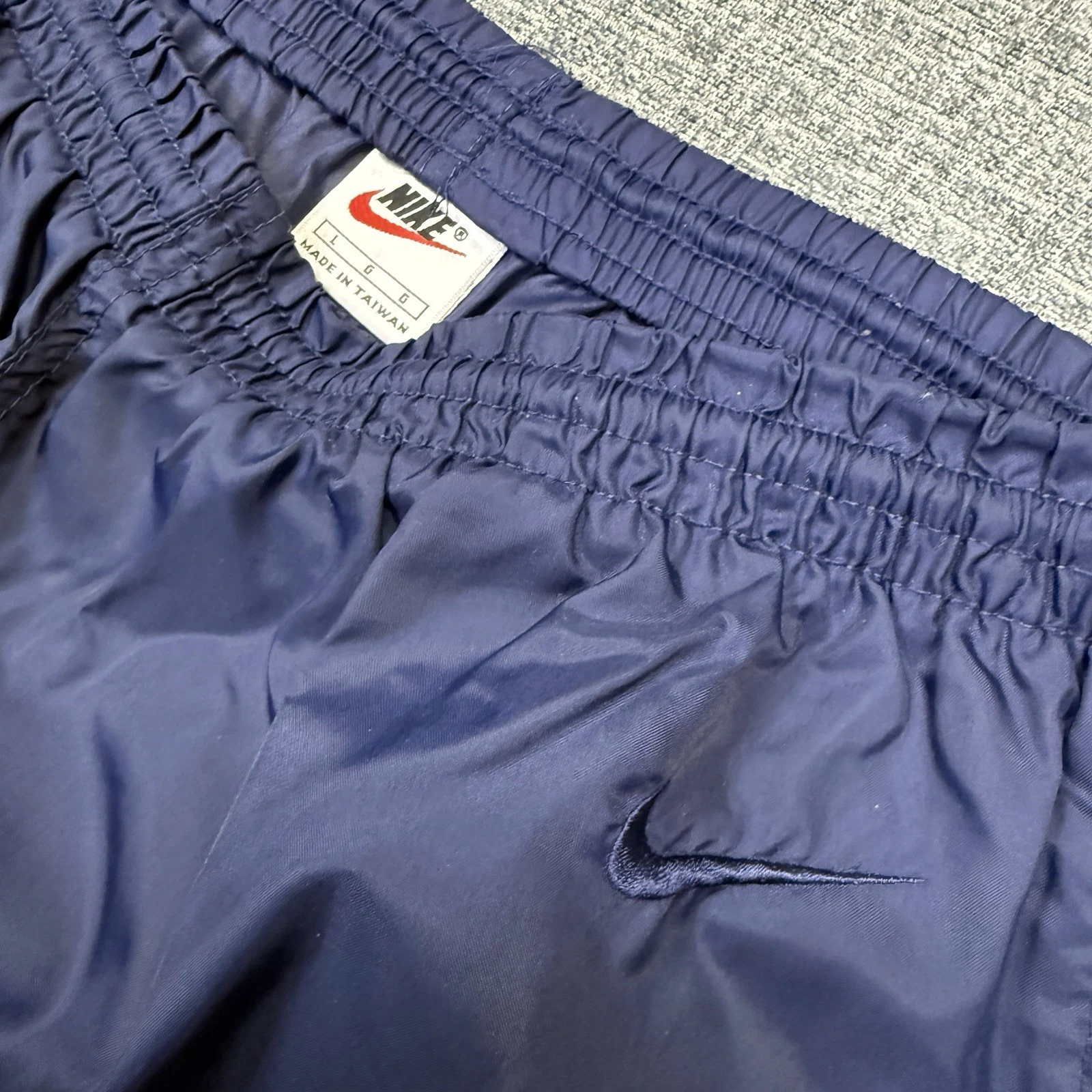 Vintage Nike Windbreaker Pants Mens Large Blue Nylon Track Joggers Zip Ankle