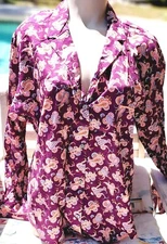 Victoria's Secret Vintage L Wine 🐆 Long Sleeve Kir pajama Top Cotton Modal