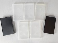 Lot of 7 Vintage Empty VHS Clear  Black Plastic Clamshell Storage Cases