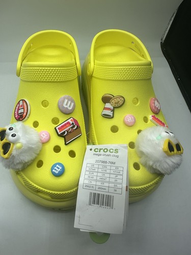 NUEVO Zueco Crocs Classic Mega Crush - Acidez MUJER TALLA 9 PERSONALIZADO JIBBITZ - Imagen 8 de 8