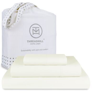 Threadmill 100% Cotton Sheets for Twin Size Bed - 600 Thread Count Twin Bed S...