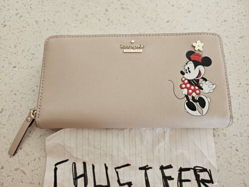 Disney x Kate Spade Minnie Mouse Lacey Continental Zip Around Leather Wallet - Afbeelding 1 van 4