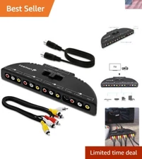 Fosmon RCA Splitter with 4-Way Audio Adapter, Video RCA Switch Selector Box +