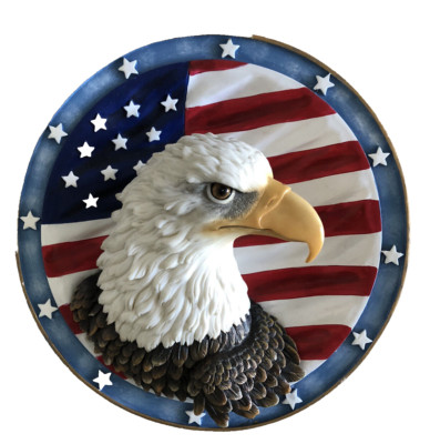 Eagle US Flag Decorative Hanging Plate.The Gray Rock Collection by Amy & Addy Co
