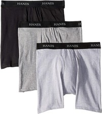 Hanes 258810 Kids Boy's Dyed Boxer Brief Black/Grey 3 Pack Underwear Size XL