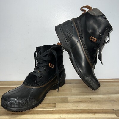 Sorel Ankeny Black Rubber & Full Grain Leather Lace Up Duck  display picture 1