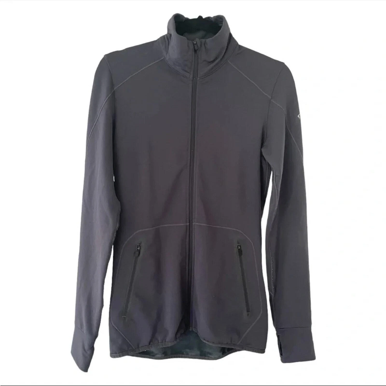 Icebreaker Jacket Womens Small Merino Base Layer Full Zip Mock Neck Wool