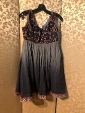 Anthropologie Mynah's Reynu Taandon Blue Orange Multi-Color Floral Dress Small S