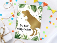 Einladungskarten zum Kindergeburtstag Jungen Dino Dinosaurier Einladungen