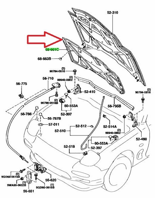 1993-2003 Mazda RX-7 FD3S OEM Bonnet Hood Insulator Insulation