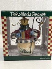 Fabric Mache Christmas Ornament Moose New In Box