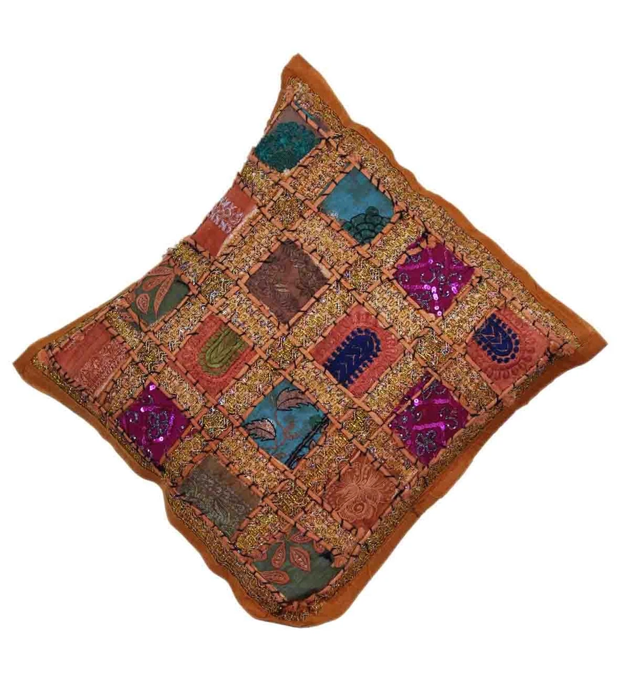 Authentic Indian Handcrafted Cushion Covers (Set of 2) - Exotic Boho Patchwork - Image 3 of 4