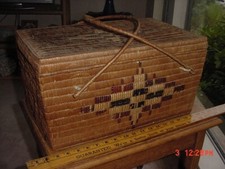 LARGE OLD FRASER RIVER SALISH INDIAN BASKET TRUNK ANTIQUE
