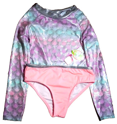 NEW Penelope Mack Girls Rash Guard 2 Piece Swimsuit Bathing Suit Size 10