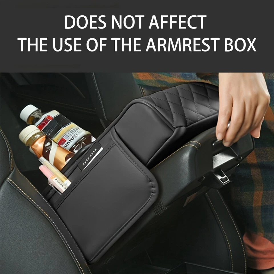 Car Armrest Cushion With Tissue Cup Holder Center Console Armrest Pad Organizer - image 3 of 4