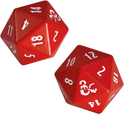 Heavy Metal Red and White D20 Dice Set of two for Dungeons & Dragons D&D
