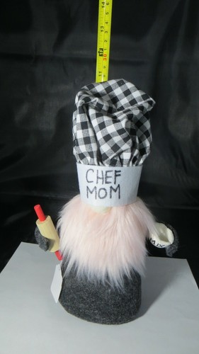 New Unique Handmade Gnome Free Standing Gray Mom Chef Baker Theme 11" - Picture 5 of 5