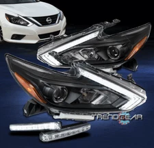 For 2016 2017 2018 Nissan Altima LED Tube Projector Black Headlights w/DRL Kit