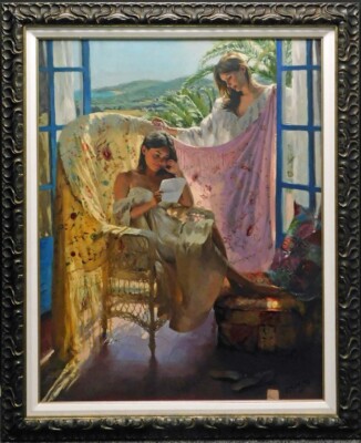 Vicente Romero ''La Carta'' new custom framed Hand Signed Canvas Make an Offer!