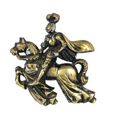 MBC Japan Gold Cast Metal Jousting Knight Horse Wall Plaque 9 x 10"
