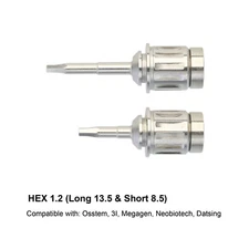 2x Dental Hand Hex Driver Adaptor for Implant Abutment Screws 1.2mm Long Short