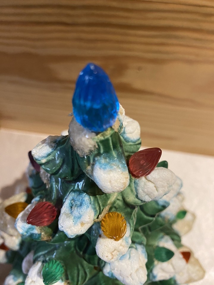 Vintage Ceramic Christmas Tree NO BASE Atlantic Mold Green Frothy Snow