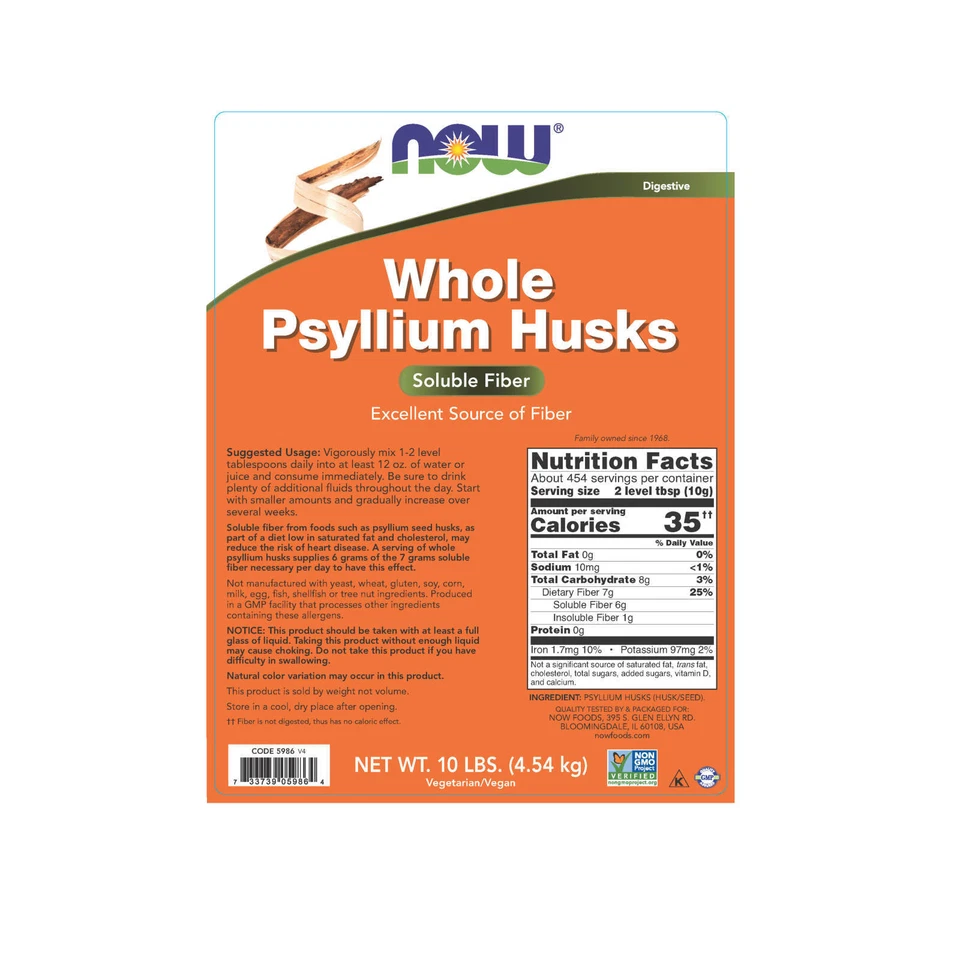 NOW FOODS Psyllium Husks Whole 160 oz 10 lbs. - Image 2 of 4
