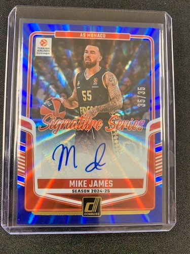 2024/25 Donruss Basketball Euroleague MIKE JAMES Blue AUTO 35/35 Bookend!