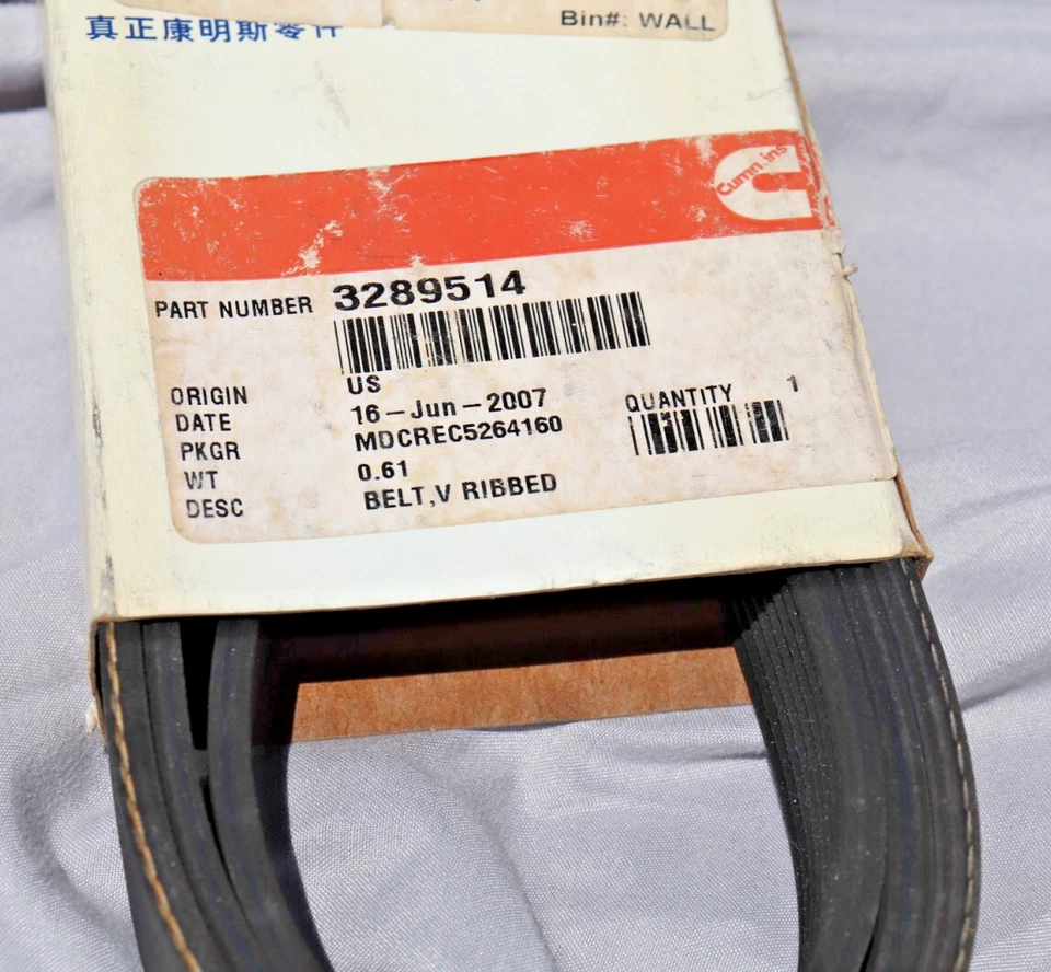 3289514 Cummins Belt V-Ribbed Water Pump Drive 3943214 ISB QSB Serpentine Engine Foto 2 de 4