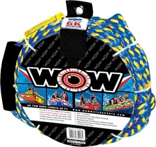 WOW Sports 6k 60 ft. Tow Rope with Floating Foam Buoy 1 2 3 or 6-Rider, Blue 