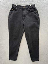 Vintage Chic Jeans Womens 15 Black Denim High Rise Tapered Made In USA 90s Y2K