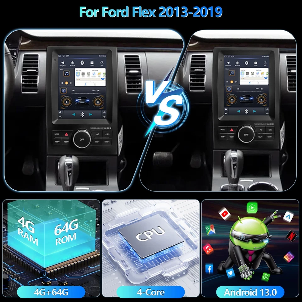 For 2013-2019 Ford Flex 9.7" Android 13 Carplay Car Stereo Radio GPS Navi WIFI - Image 4 of 4