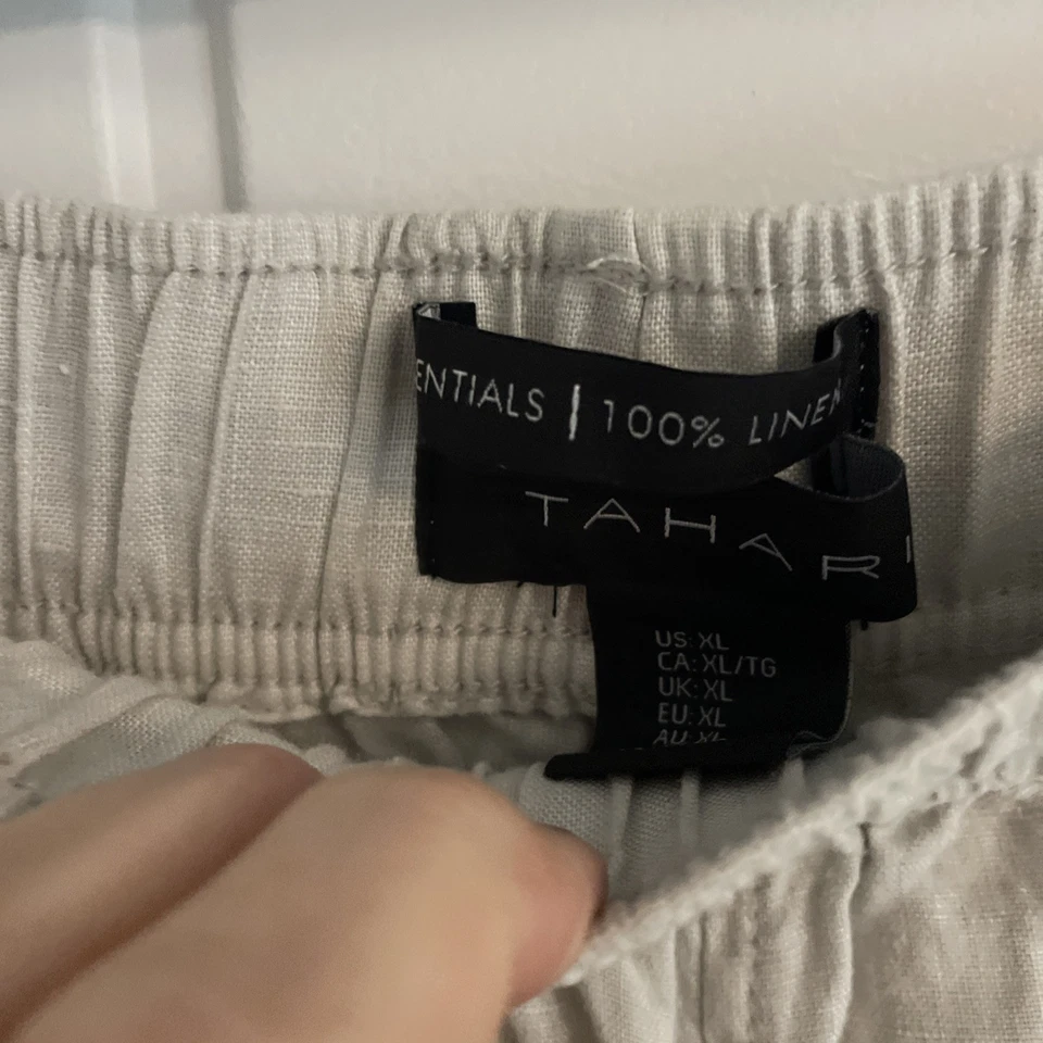 Bnwt Tahari 100% Linen Slight Crop Wide Leg Trousers xl Fit 14 - Image 3 of 3