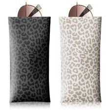 2 Pcs Sunglasses Eyeglass Glasses Case, 33-leopard Print Black and Grey 2pcs