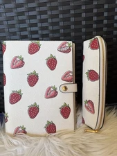 COACH NOTEBOOK + PENCIL CASE STRAWBERRY PRINT (SET):NWT STRAWBERRIES CAO44/CAP08