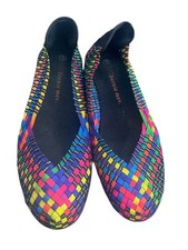 BM Bernie Mev Catwalk Slip On Shoes Multi Color Woven Rainbow Womens Size 41/9.5