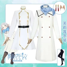 Frieren:Beyond Journey's End White Long Coat Dress Scarf Cosplay Costume Outfits
