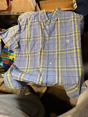 Chaps Custom Fit Short Sleeve Plaid Shirt XL