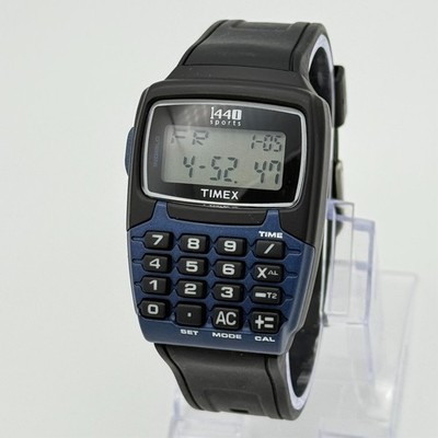Men's TIMEX 1440 Sports Calculator Digital Multifunction Watch, Blue/Black, Runs
