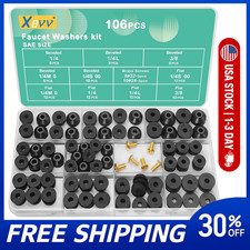106 PCS Faucet Washer Assortment Kit with Assorted Flat Beveled Rubber Washers
