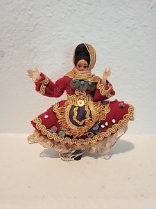 VTG Small Greek Costume Doll 4.5” Lacy Ornate Small Doll