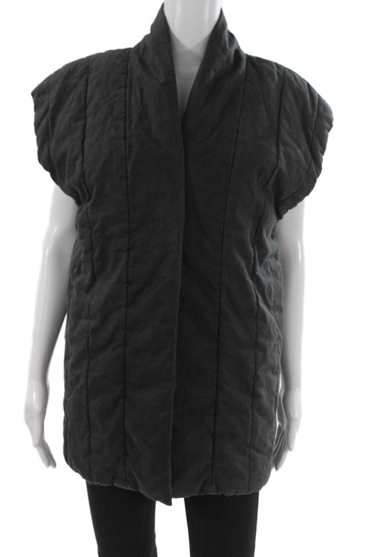 Acne Unisex Quilted Varsity Jacket Dark Gray Wool Size 36