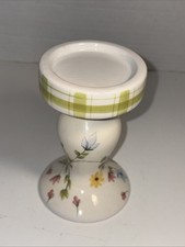 Home Interiors VTG Ceramic Candle Holder Floral Design 5" H x 3" W at base