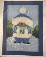 Vintage Crewel Winter Scene Kit 5x7 "Snow Girl"  WonderArt #33