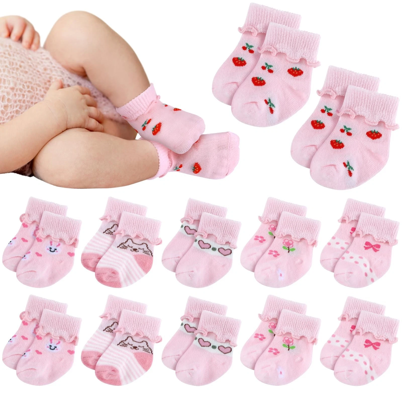 12 Pairs Baby Ruffle Ankle Socksturn Cuff Cotton Girls and Boys Non-slip Warm...
Opens in a new wind