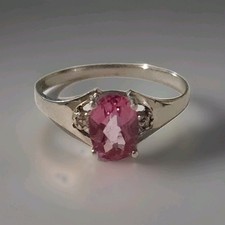 Sterling Silver Pink Cubic Zirconia Ring Size 6