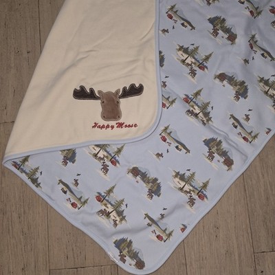 2005 Gymboree Happy Moose Outdoor Camping Tree Tent Cotton Receiving Blanket