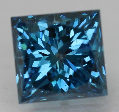 Cert 0.72 Carat Vivid Blue VS1 Princess Natural Enhanced Real Diamond 4.64x4.52m