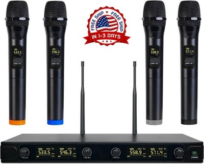 Sistema de micrófono inalámbrico de 4 canales micrófono inalámbrico de metal UHF
