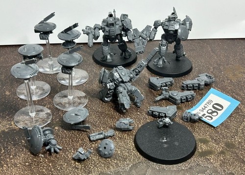 Warhammer 40k Tau Empire Xv8 Battlesuits X3 And Drones Unpainted  & Assembled 